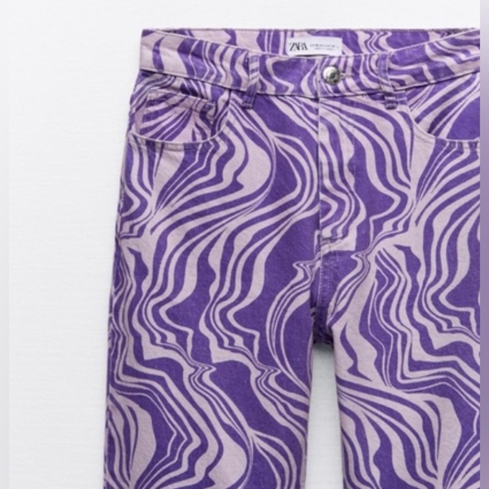 NWT - Zara Purple Marble Abstract Printed Jeans